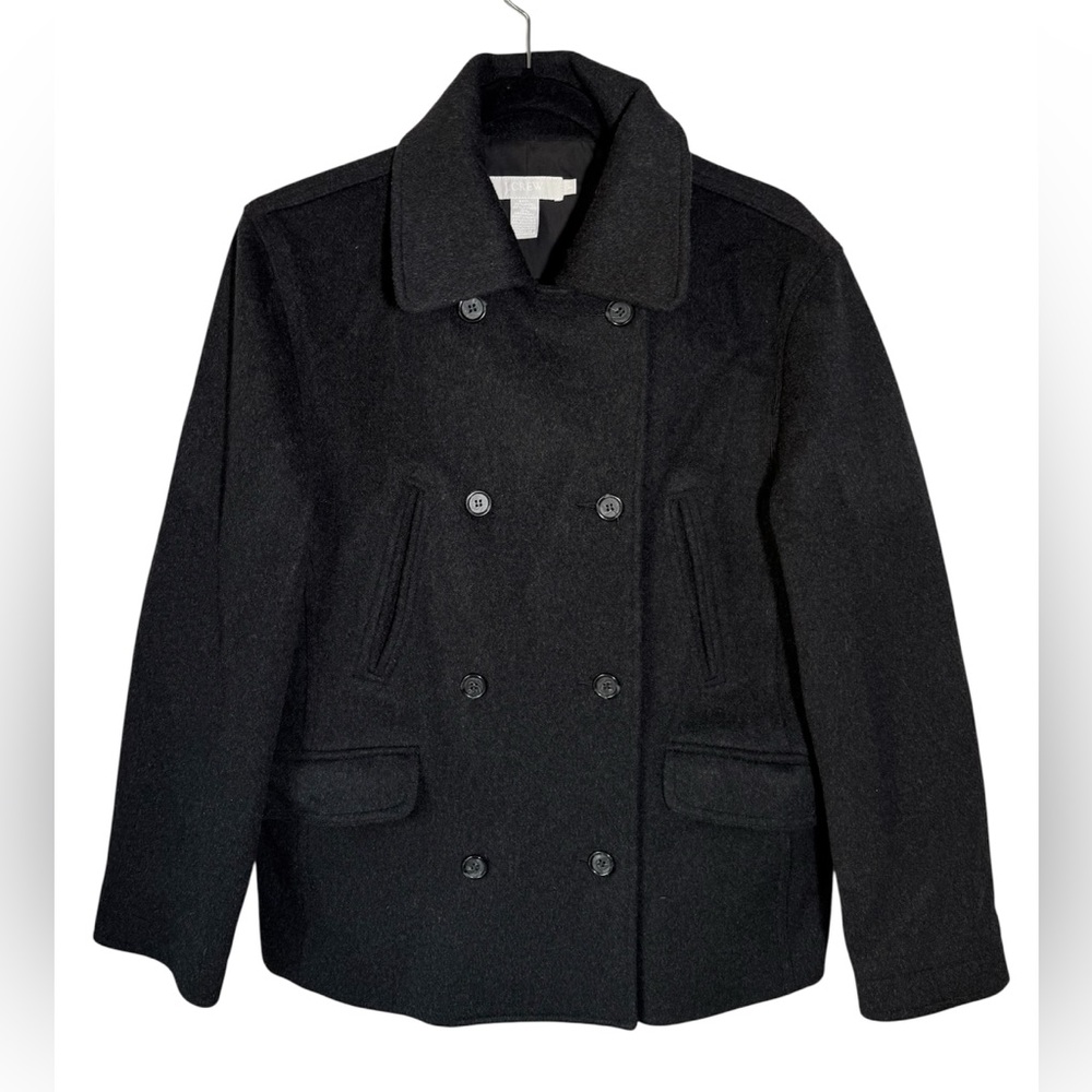 J. Crew Wool Coat Size Small Double Breasted Black Fully Lined Peacoat